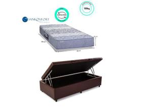 Cama Box Baú Solteiro Reforçada + Colchão Sankonfort Protege Ortopédico Dupla Face 88x188x64 Cama Box Baú Solteiro Reforçada + Colchão Sankonfort Protege Ortopédico Dupla Face 88x188x64