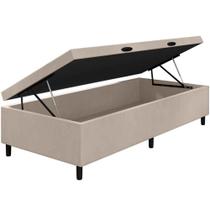 Cama Box Baú Solteiro Sintético Bege 88x188