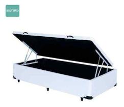 Cama Box Baú Solteiro Sintético Branco 88x188