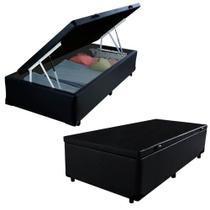 Cama Box Baú Solteiro Sintético Cama Preto 88x188x45cm