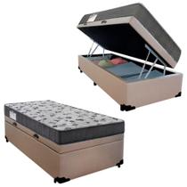 Cama Box Baú Solteiro Sintético + Colchão De Espuma D33 Serene 88cm Bege Cama Box Baú Solteiro Sintético + Colchão De Espuma D33 Serene 88cm Bege