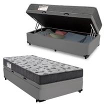 Cama Box Baú Solteiro Sintético + Colchão De Espuma D33 - SerenePrime - 88cm Cinza Cama Box Baú Solteiro Sintético + Colchão De Espuma D33 - SerenePrime - 88cm Cinza