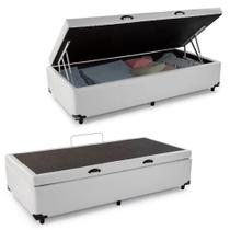 Cama Box Baú Solteiro Sintético Mega Cama Branco 88x188x45cm