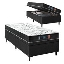 Cama Box Baú Solteiro Sintético Preto com Colchão de Espuma Semi Ortopédica Extra Firme Resistente Preto 88x188x52cm Suporta 80kg Cama Box Baú Solteiro Sintético Preto com Colchão de Espuma Semi Ortopédica Extra Firme Resistente Preto 88x188x52cm Suporta 80kg