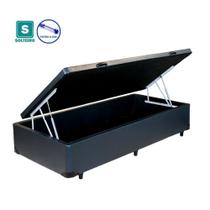 Cama Box baú solteiro sintético preto com pistao a gás