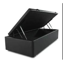 Cama Box baú solteiro sintético preto com pistao a gás Cama Box baú solteiro sintético preto com pistao a gás