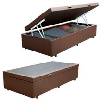 Cama Box Baú Solteiro Sintético Serene Marrom 88x188x44