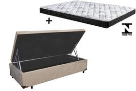 Cama Box Baú Solteiro Sonho Suede Bege + Colchão Solteiro Sonho Espuma D23 Com EPS 16x88x188 Cama Box Baú Solteiro Sonho Suede Bege + Colchão Solteiro Sonho Espuma D23 Com EPS 16x88x188