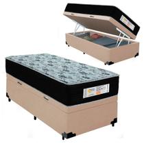 Cama Box Baú Solteiro Sonnolux com Colchão Molas Ensacadas Suede Bege Sereneprime Cama Box Baú Solteiro Sonnolux com Colchão Molas Ensacadas Suede Bege Sereneprime