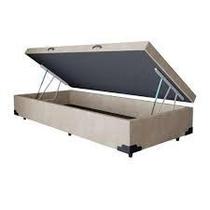 Cama Box Baú Solteiro Suede Bege - 39x88x188