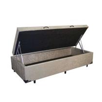 Cama Box Baú Solteiro Suede Bege - 88x188x35