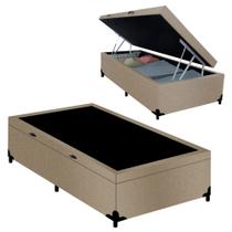 Cama Box Baú Solteiro Suede Bege Belluno 88x188x41 Cama Box Baú Solteiro Suede Bege Belluno 88x188x41