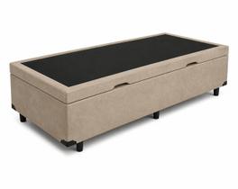 Cama box baú solteiro suede bege -pistão A gás Cama box baú solteiro suede bege -pistão A gás