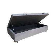 Cama Box Baú Solteiro Suede Cinza Com Pistão A Gás, Estrutura Reforçada, Imperium do Sono