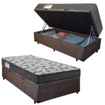 Cama Box Baú Solteiro Suede + Colchão De Espuma D33 - Serene - 88cm Marrom Cama Box Baú Solteiro Suede + Colchão De Espuma D33 - Serene - 88cm Marrom