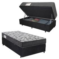 Cama Box Baú Solteiro Suede + Colchão De Espuma D33 - SerenePrime - 88cm Preto Cama Box Baú Solteiro Suede + Colchão De Espuma D33 - SerenePrime - 88cm Preto