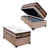 Cama Box Baú Solteiro Suede + Colchão Molas Ensacadas Texas Prime Colchões 88cm - Suporta Até 120 Kg Por Pessoa Bege Cama Box Baú Solteiro Suede + Colchão Molas Ensacadas Texas Prime Colchões 88cm - Suporta Até 120 Kg Por Pessoa Bege