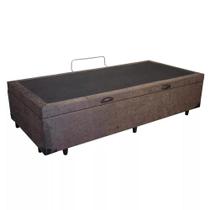 Cama Box Baú Solteiro Suede Marrom com 78cm de largura