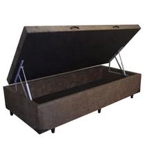 Cama box baú solteiro suede marrom -pistão A gás Cama box baú solteiro suede marrom -pistão A gás
