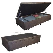 Cama Box Baú Solteiro Suede Mega Cama Marrom 88x188x45cm Cama Box Baú Solteiro Suede Mega Cama Marrom 88x188x45cm