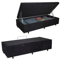 Cama Box Baú Solteiro Suede Mega Cama Preto 88x188x45cm Cama Box Baú Solteiro Suede Mega Cama Preto 88x188x45cm
