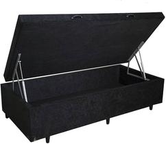 Cama Box Baú Solteiro Suede Preto 42x88x188