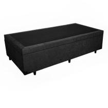 Cama Box Baú Solteiro Suede Preto 88x188x34x20interno