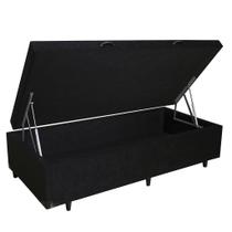 Cama Box Baú Solteiro Suede Preto - 88x188x35