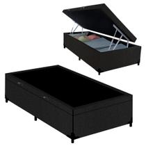 Cama Box Baú Solteiro Suede Preto Belluno 88x188x41 Cama Box Baú Solteiro Suede Preto Belluno 88x188x41