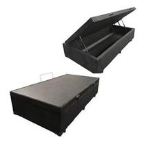 Cama Box Baú Solteiro, Suede Preto