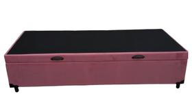 Cama Box Baú Solteiro Suede Rosé com 78cm de largura