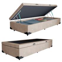 Cama Box Baú Solteiro Suede Serene Bege 88x188x44 Cama Box Baú Solteiro Suede Serene Bege 88x188x44