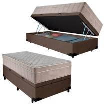 Cama Box Baú Suede Solteiro + Colchão Sereneprime Molas Ensacadas 88x188x69 Marrom Cama Box Baú Suede Solteiro + Colchão Sereneprime Molas Ensacadas 88x188x69 Marrom