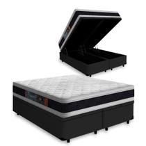 Cama Box Baú Super King + Colchão Espuma D45 Castor Black & White D45 Double Face 193x203x69cm