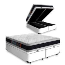 Cama Box Baú Super King + Colchão Espuma D45 Castor Black & White D45 Double Face 193x203x69cm Cama Box Baú Super King + Colchão Espuma D45 Castor Black & White D45 Double Face 193x203x69cm
