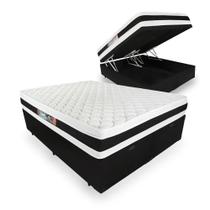 Cama Box Baú Super King + Colchão Espuma D45 - Castor - Black & White D45 Double Face 193x203x69cm