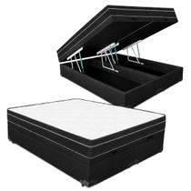 Cama box baú super king com colchão de molas ensacadas suede pistões a gas Cama box baú super king com colchão de molas ensacadas suede pistões a gas