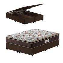 Cama Box Baú Super King Marrom + Colchão de Espuma D45 Probel GuardaCostas ProForce Plus 193cm