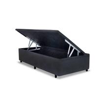 Cama Box Baú Universal CRC Camurça Gray Solteiro 88x188 Cama Box Baú Universal CRC Camurça Gray Solteiro 88x188