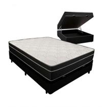 Cama Box Baú Viúva 128 Tecido Preto Com Colchão Paris De Molas Preto 67x128x188 Cama Box Baú Viúva 128 Tecido Preto Com Colchão Paris De Molas Preto 67x128x188