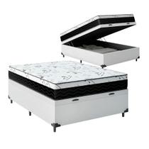 Cama Box Baú Viúva 128 Tecido Sintético Branco com Colchão Espuma D33 One Face - Bello Box - 58X128X188 Cama Box Baú Viúva 128 Tecido Sintético Branco com Colchão Espuma D33 One Face - Bello Box - 58X128X188