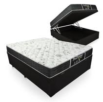 Cama Box Baú Viúva 128 Tecido Sintético Preto com Colchão de Molas - Probel Sleep Black - Bello Box
