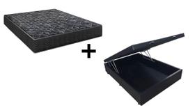 Cama Box Baú Viúva 128 Tecido Sintético Preto com Colchão Lisboa Bello Box Espuma D28 Preto Cama Box Baú Viúva 128 Tecido Sintético Preto com Colchão Lisboa Bello Box Espuma D28 Preto