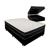 Cama Box Baú Viúva 128 Tecido Sintético Preto com Colchão Paris de Molas Ensacadas Preto 67x128x188 Cama Box Baú Viúva 128 Tecido Sintético Preto com Colchão Paris de Molas Ensacadas Preto 67x128x188