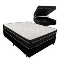 Cama Box Baú Viúva 128 Tecido Sintético Preto com Colchão Paris de Molas Ensacadas Preto 67x128x188 Cama Box Baú Viúva 128 Tecido Sintético Preto com Colchão Paris de Molas Ensacadas Preto 67x128x188