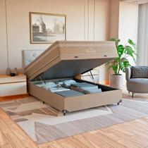 Cama Box Baú Viúva Bege + Colchão Paris Molas Ensacadas Bege - eShop casa Cama Box Baú Viúva Bege + Colchão Paris Molas Ensacadas Bege - eShop casa