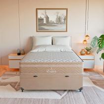 Cama Box Baú Viúva Bege + Colchão Paris Molas Ensacadas Bege