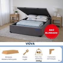Cama Box Baú Viúva Blindado Suede 128x188 Ideal para Quartos Compactos