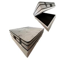 Cama Box Baú Viúva Branco + Colchão de Molas Ensacadas - Soberano - Luflex 128x188x23 Cama Box Baú Viúva Branco + Colchão de Molas Ensacadas - Soberano - Luflex 128x188x23