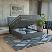 Cama Box Baú Viúva Cinza + Colchão Paris Molas Ensacadas Cama Box Baú Viúva Cinza + Colchão Paris Molas Ensacadas
